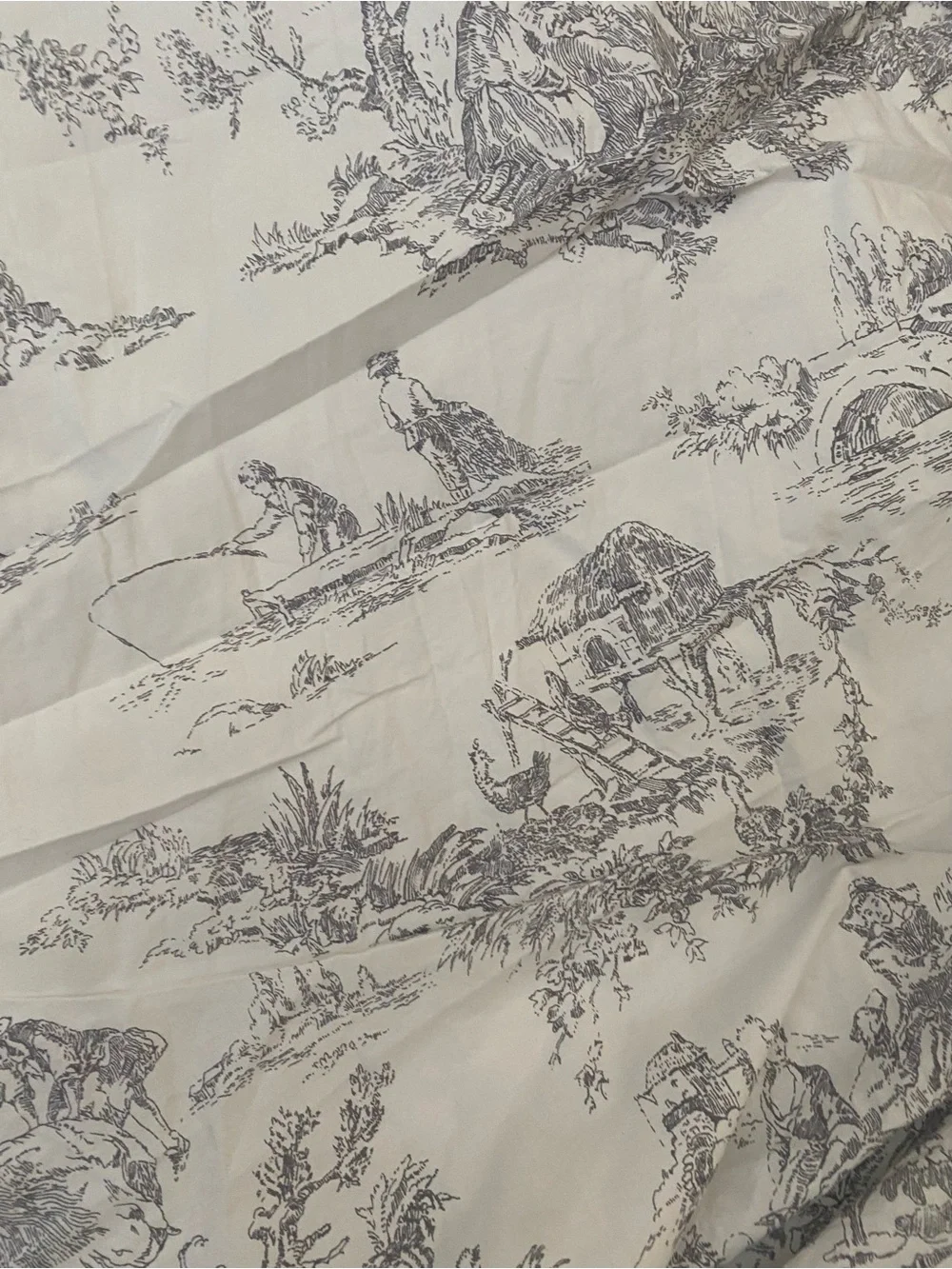 Cabbages & Roses London King Sheet Set Charcoal Grey Country Toile Cottagecore